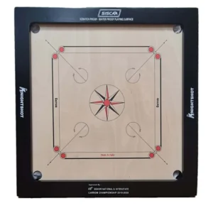 FITR-049 Knight Shot Siscaa Tournament Carrom Board 35×35| 8mm Indian Ply In Black